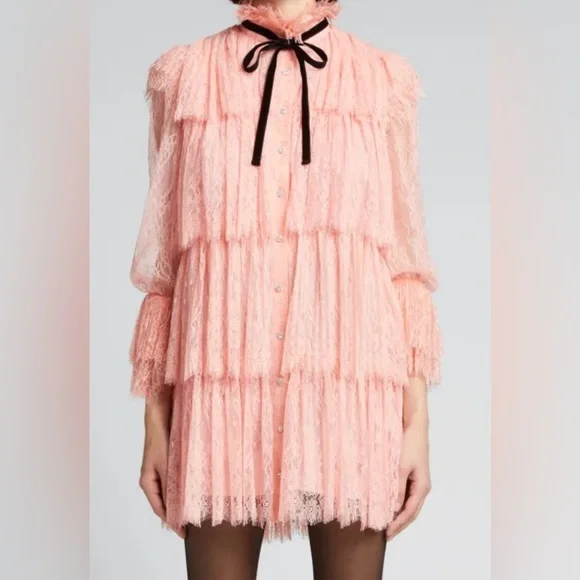 Alice + Olivia Joanie Tiered Ruffle Button-Down Dress - Picture 15 of 16